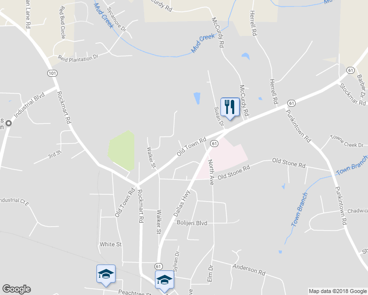 map of restaurants, bars, coffee shops, grocery stores, and more near 638 Old Town Road in Villa Rica