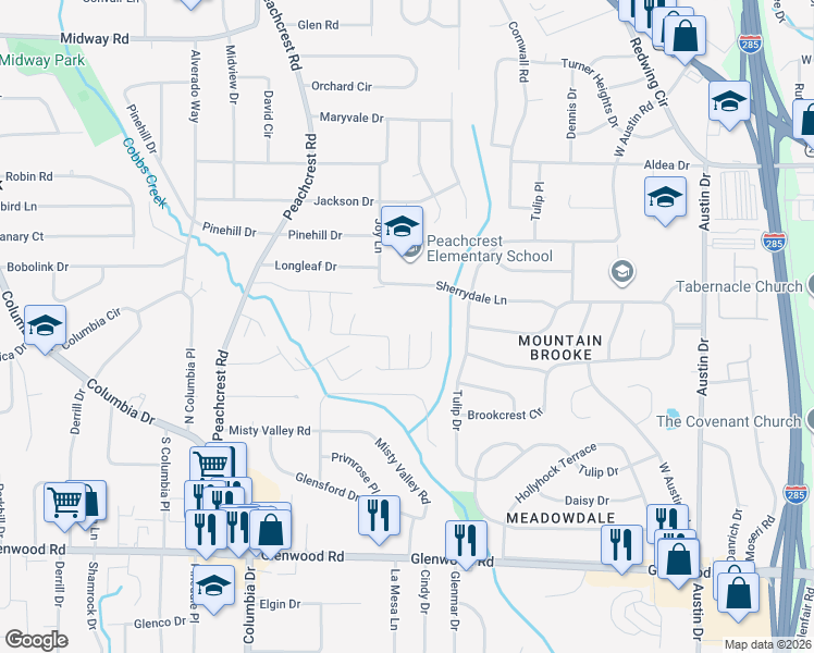 map of restaurants, bars, coffee shops, grocery stores, and more near 1607 Sweetgum Hill in Decatur