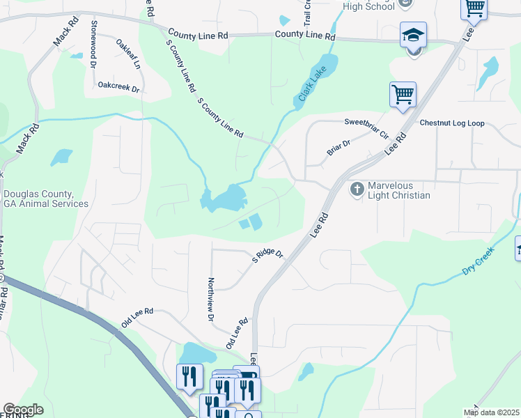 map of restaurants, bars, coffee shops, grocery stores, and more near in Lithia Springs