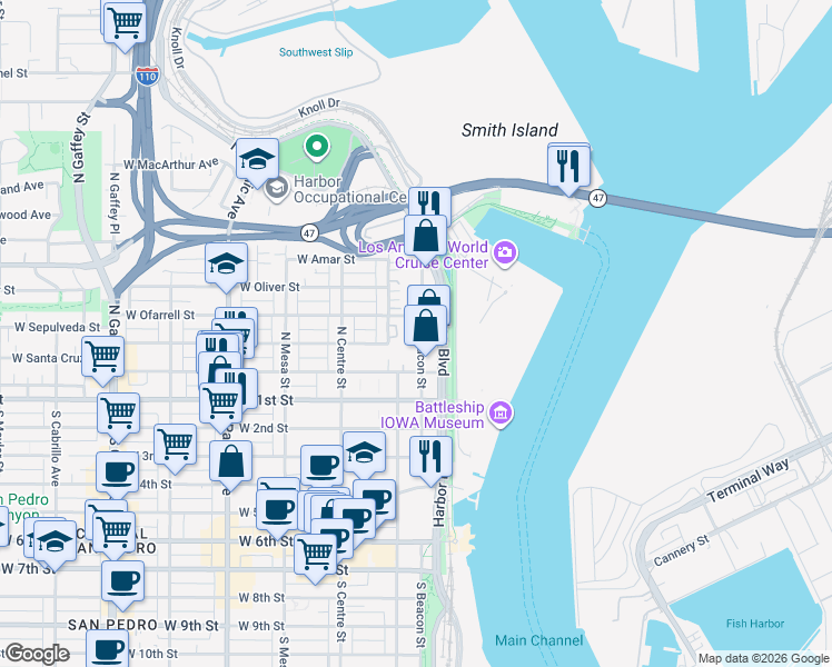 map of restaurants, bars, coffee shops, grocery stores, and more near 311 North Beacon Street in Los Angeles