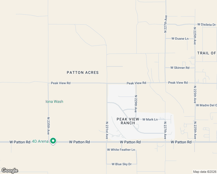 map of restaurants, bars, coffee shops, grocery stores, and more near 23039 Peak View Road in Wittmann