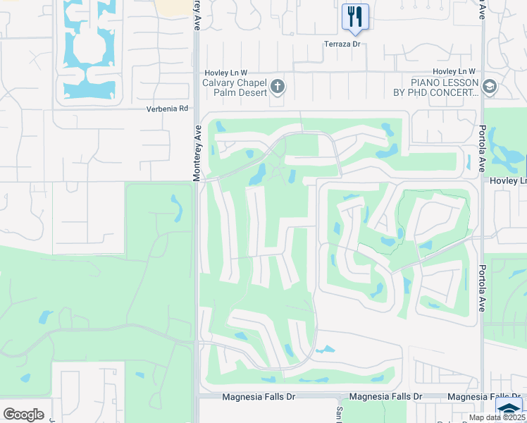 map of restaurants, bars, coffee shops, grocery stores, and more near 232 Santa Barbara Circle in Palm Desert