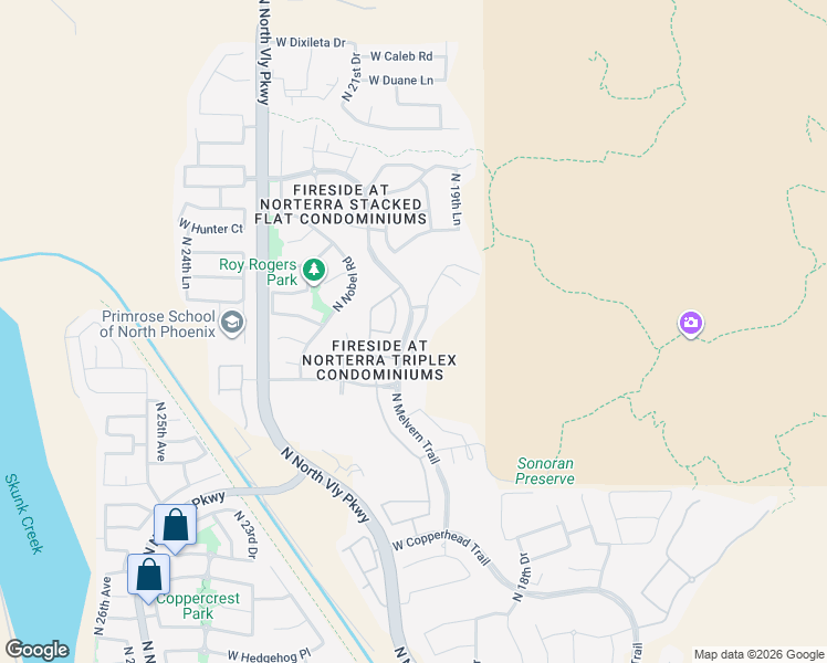 map of restaurants, bars, coffee shops, grocery stores, and more near 28728 North 20th Lane in Phoenix