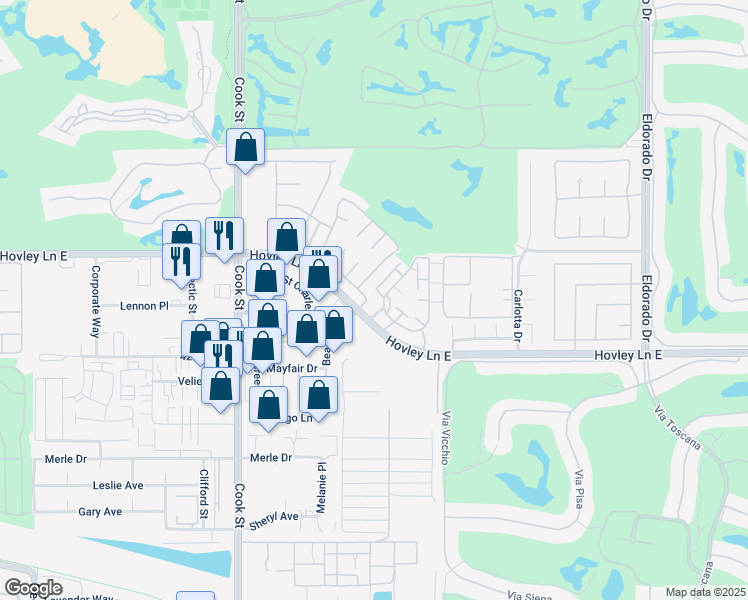 map of restaurants, bars, coffee shops, grocery stores, and more near 276 Tava Lane in Palm Desert