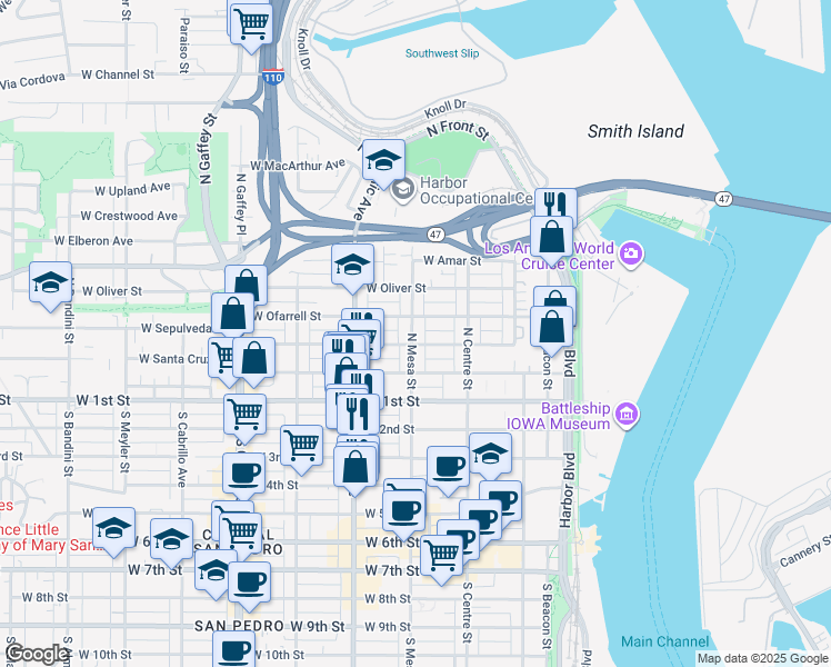 map of restaurants, bars, coffee shops, grocery stores, and more near 316 North Mesa Street in Los Angeles