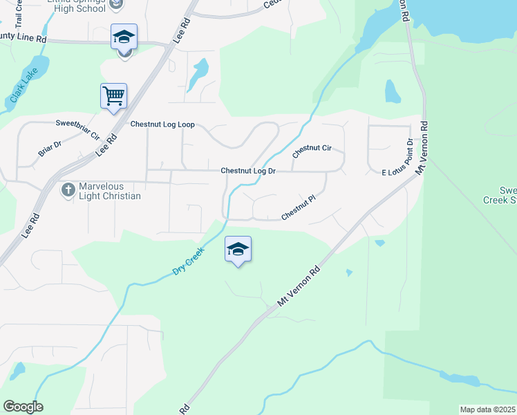 map of restaurants, bars, coffee shops, grocery stores, and more near 2261 Chestnut Place in Lithia Springs