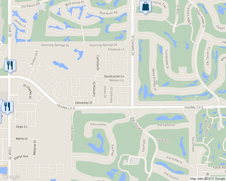 map of restaurants, bars, coffee shops, grocery stores, and more near 41740 Harrison Drive in Palm Desert