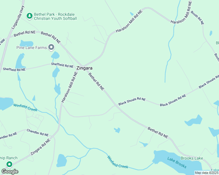 map of restaurants, bars, coffee shops, grocery stores, and more near 2248 Bethel Road Northeast in Conyers