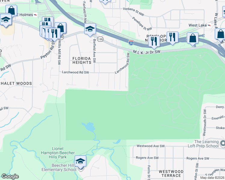 map of restaurants, bars, coffee shops, grocery stores, and more near 375 Brooks Avenue Southwest in Atlanta