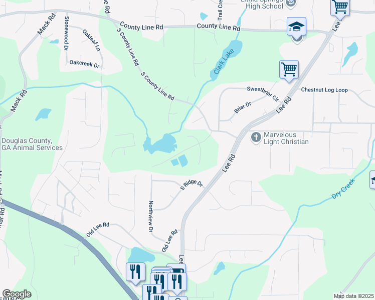 map of restaurants, bars, coffee shops, grocery stores, and more near in Lithia Springs