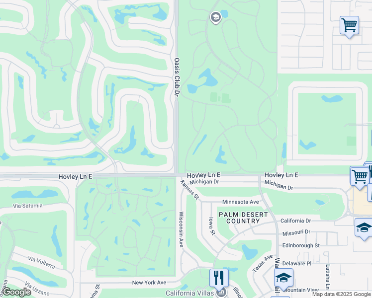 map of restaurants, bars, coffee shops, grocery stores, and more near 41711 Kansas Street in Palm Desert