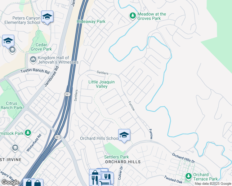map of restaurants, bars, coffee shops, grocery stores, and more near 101 Homecoming in Irvine