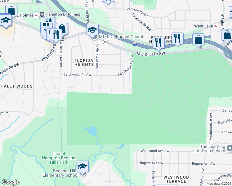 map of restaurants, bars, coffee shops, grocery stores, and more near 375 Brooks Avenue Southwest in Atlanta