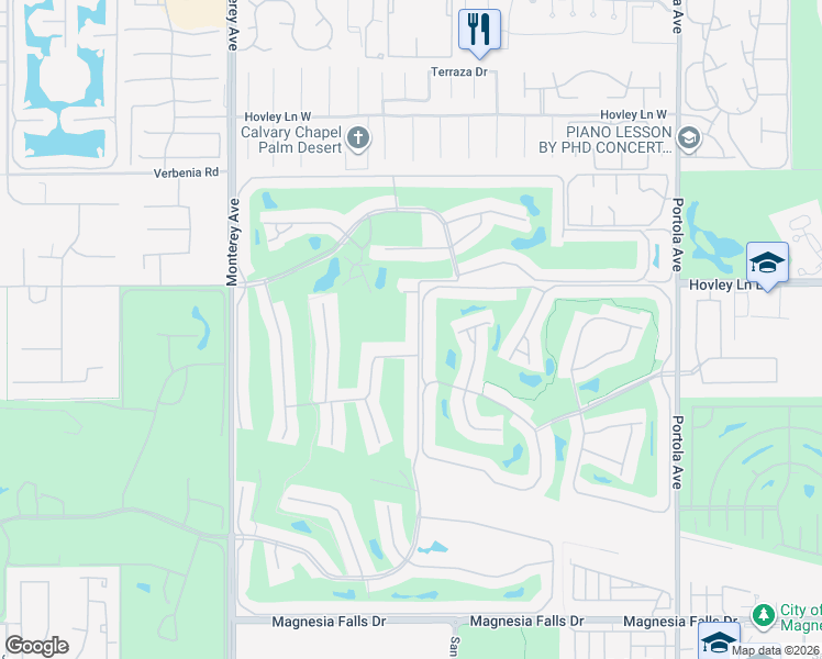 map of restaurants, bars, coffee shops, grocery stores, and more near 209 Cam Arroyo North in Palm Desert