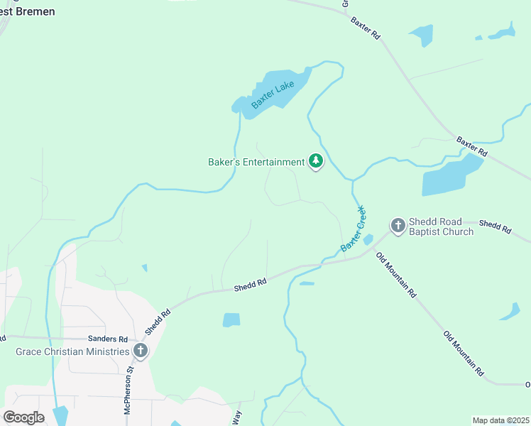 map of restaurants, bars, coffee shops, grocery stores, and more near 206 Old Hamilton Mills Road in Bremen