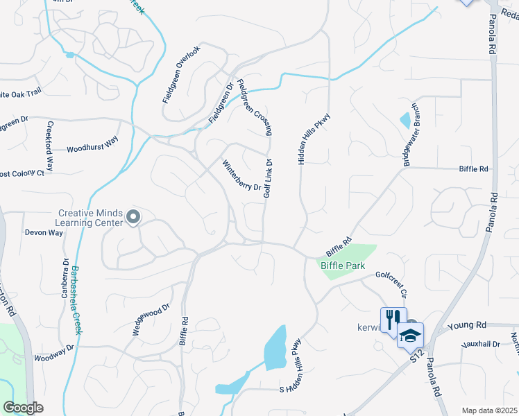 map of restaurants, bars, coffee shops, grocery stores, and more near 1591 Golf Link Drive in Stone Mountain