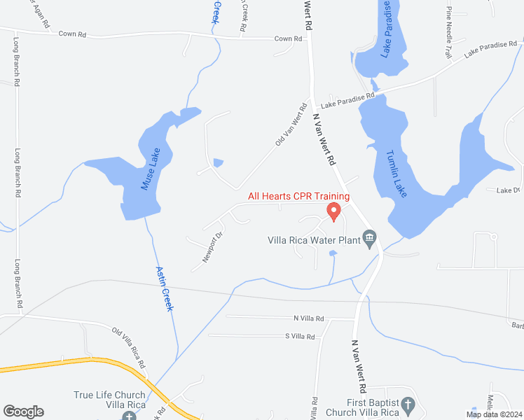 map of restaurants, bars, coffee shops, grocery stores, and more near 372 River Trace Drive in Villa Rica