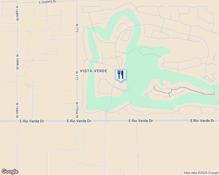 map of restaurants, bars, coffee shops, grocery stores, and more near 17425 East Monument Court in Rio Verde