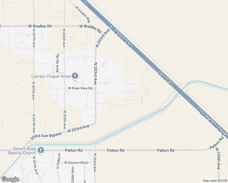 map of restaurants, bars, coffee shops, grocery stores, and more near 28924 North 201st Avenue in Wittmann