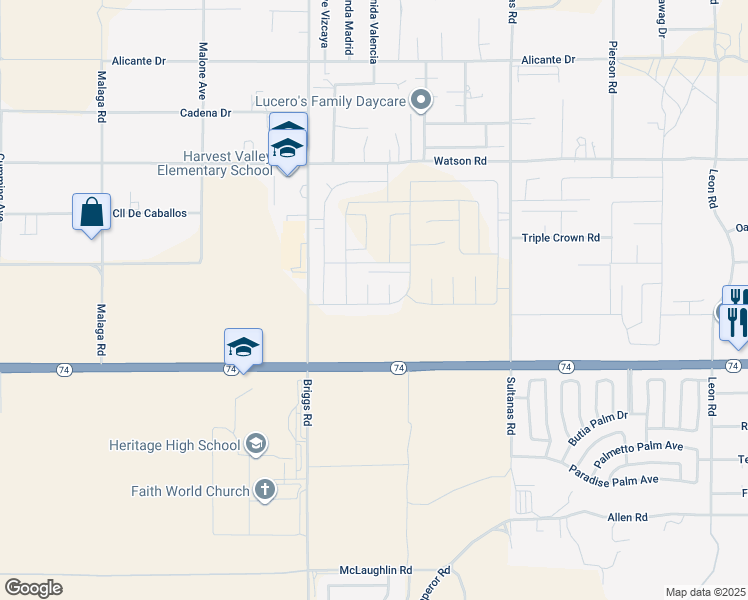 map of restaurants, bars, coffee shops, grocery stores, and more near 25952 Rutherford Court in Homeland