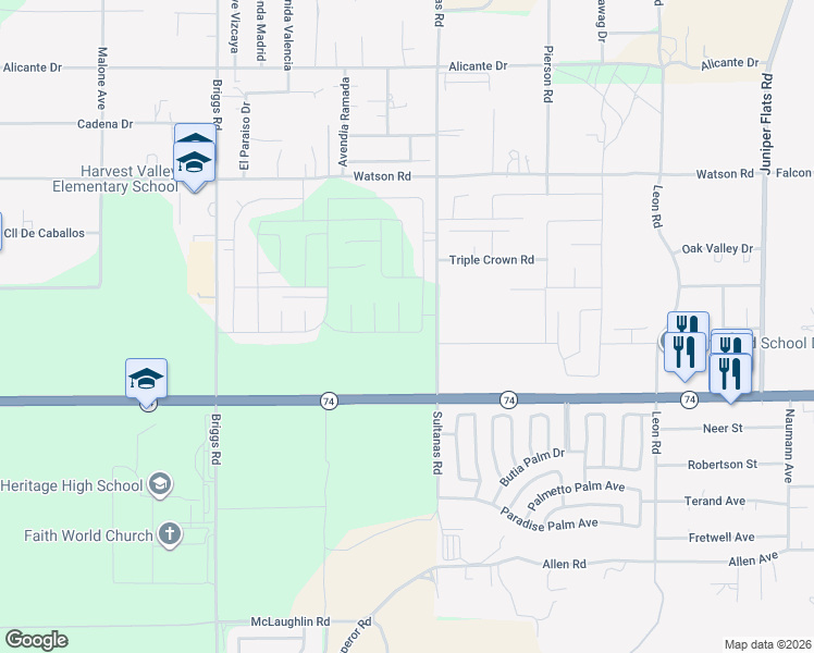 map of restaurants, bars, coffee shops, grocery stores, and more near 25923 Sedona Lane in Homeland