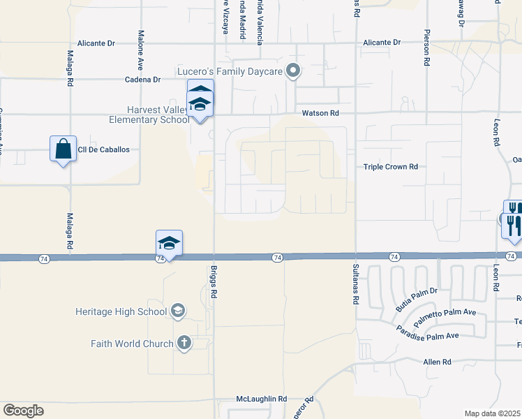 map of restaurants, bars, coffee shops, grocery stores, and more near 25952 Rutherford Court in Homeland