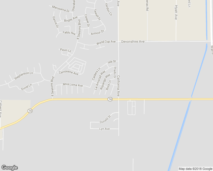 map of restaurants, bars, coffee shops, grocery stores, and more near 147 Ibiza Lane in Hemet