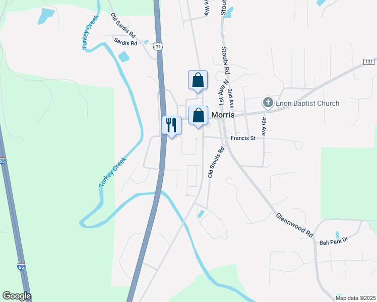 map of restaurants, bars, coffee shops, grocery stores, and more near 8090 Charleston Place in Morris