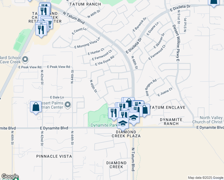 map of restaurants, bars, coffee shops, grocery stores, and more near 28626 North 46th Street in Cave Creek