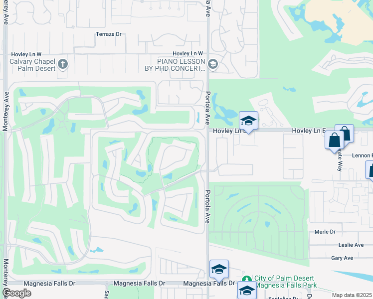 map of restaurants, bars, coffee shops, grocery stores, and more near 93 Camino Arroyo Place in Palm Desert