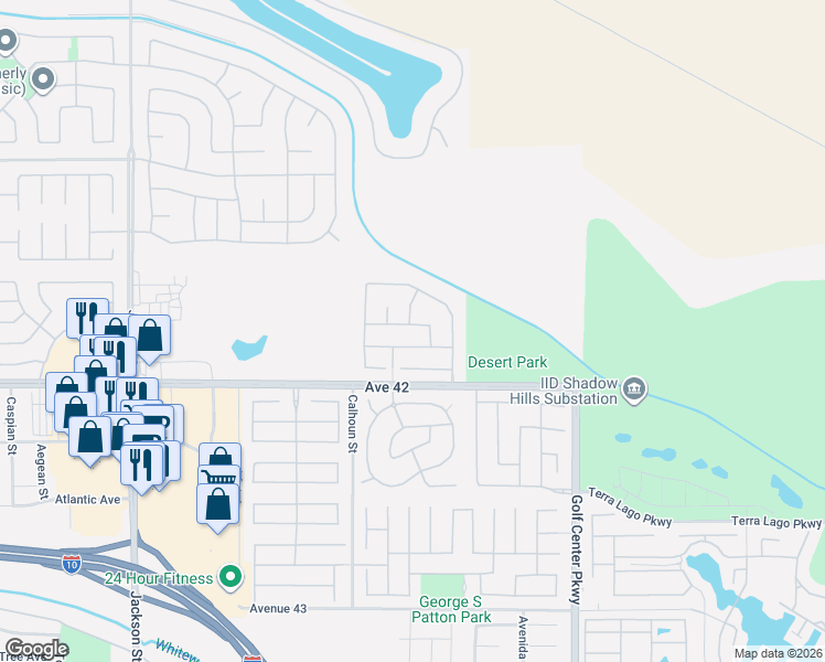 map of restaurants, bars, coffee shops, grocery stores, and more near 83595 Lumley Avenue in Indio