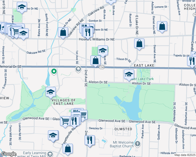 map of restaurants, bars, coffee shops, grocery stores, and more near 2430 Alston Drive Southeast in Atlanta