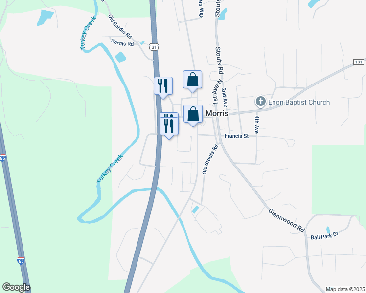 map of restaurants, bars, coffee shops, grocery stores, and more near 8090 Charleston Place in Morris