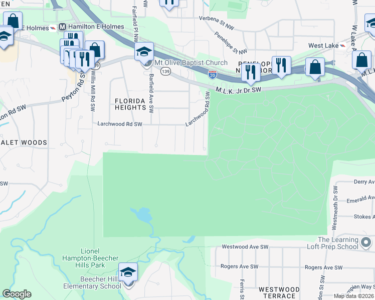 map of restaurants, bars, coffee shops, grocery stores, and more near 375 Brooks Avenue Southwest in Atlanta