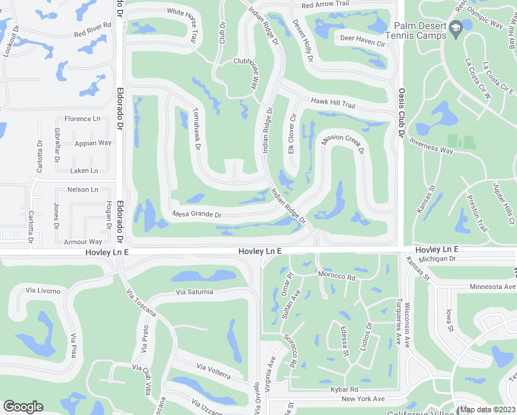 map of restaurants, bars, coffee shops, grocery stores, and more near 956 Mesa Grande Drive in Palm Desert