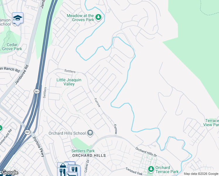 map of restaurants, bars, coffee shops, grocery stores, and more near 122 Bozeman in Irvine
