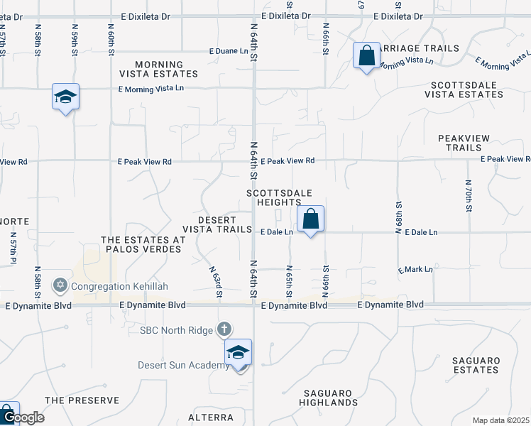 map of restaurants, bars, coffee shops, grocery stores, and more near 6440 East Dale Lane in Cave Creek