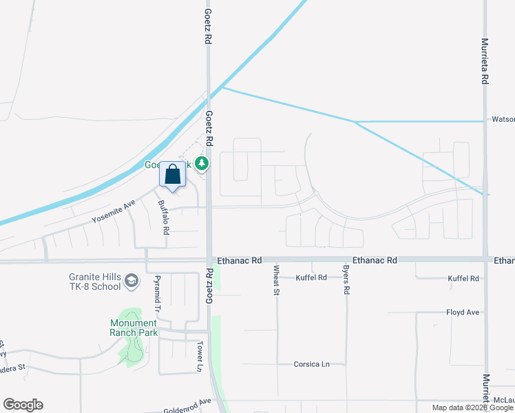 map of restaurants, bars, coffee shops, grocery stores, and more near Fieldstone Drive in Perris