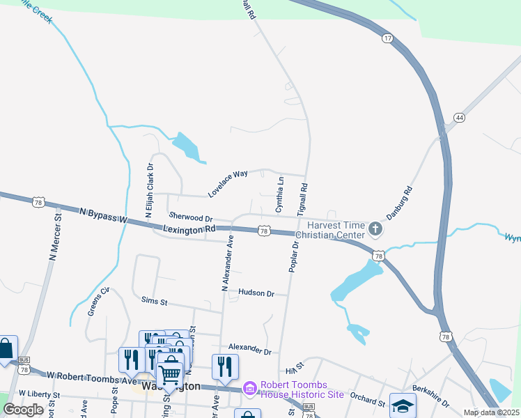 map of restaurants, bars, coffee shops, grocery stores, and more near 541 North Alexander Avenue in Washington