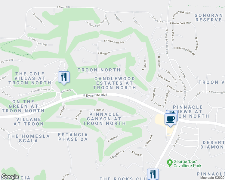 map of restaurants, bars, coffee shops, grocery stores, and more near 28742 106th Place in Scottsdale