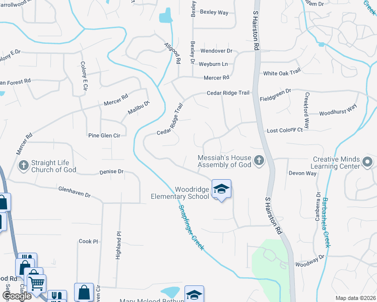 map of restaurants, bars, coffee shops, grocery stores, and more near in DeKalb County