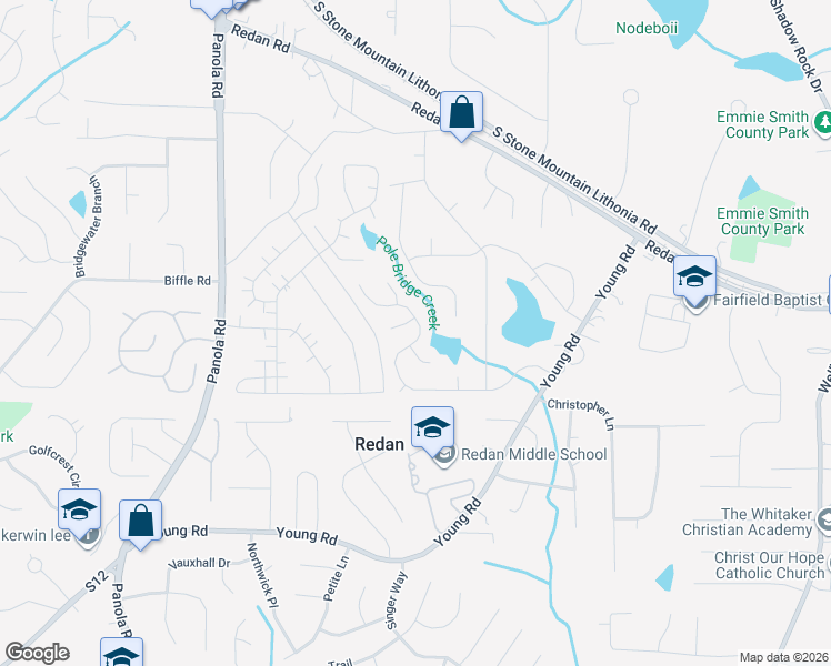 map of restaurants, bars, coffee shops, grocery stores, and more near 5576 Tunbridge Wells Road in Lithonia