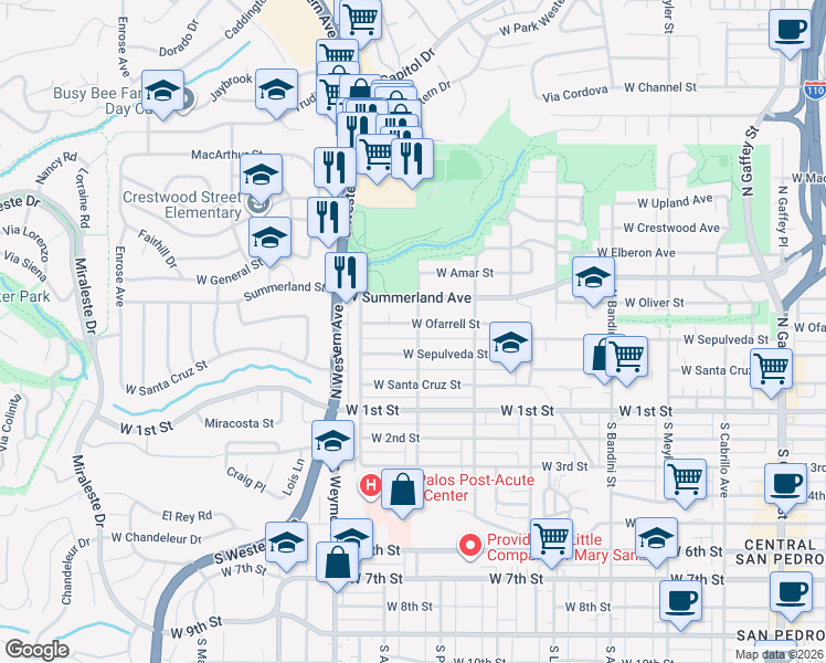 map of restaurants, bars, coffee shops, grocery stores, and more near 343 North Patton Avenue in Los Angeles