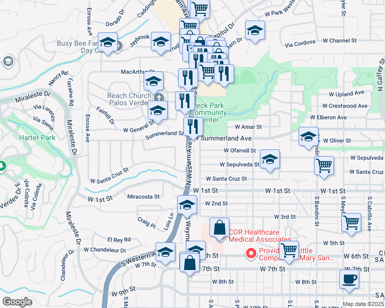 map of restaurants, bars, coffee shops, grocery stores, and more near 226 North Western Avenue in Los Angeles