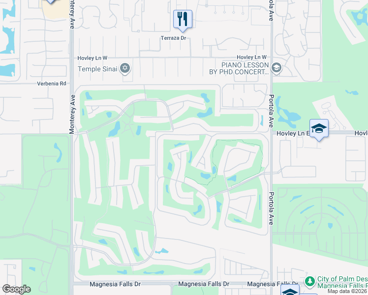 map of restaurants, bars, coffee shops, grocery stores, and more near 49 Maximo Way in Palm Desert
