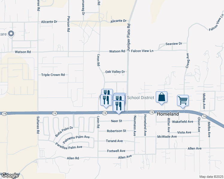 map of restaurants, bars, coffee shops, grocery stores, and more near 31108 Quail Hollow Circle in Homeland