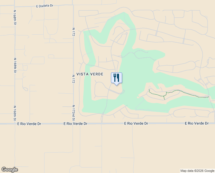 map of restaurants, bars, coffee shops, grocery stores, and more near 17425 East Monument Court in Rio Verde