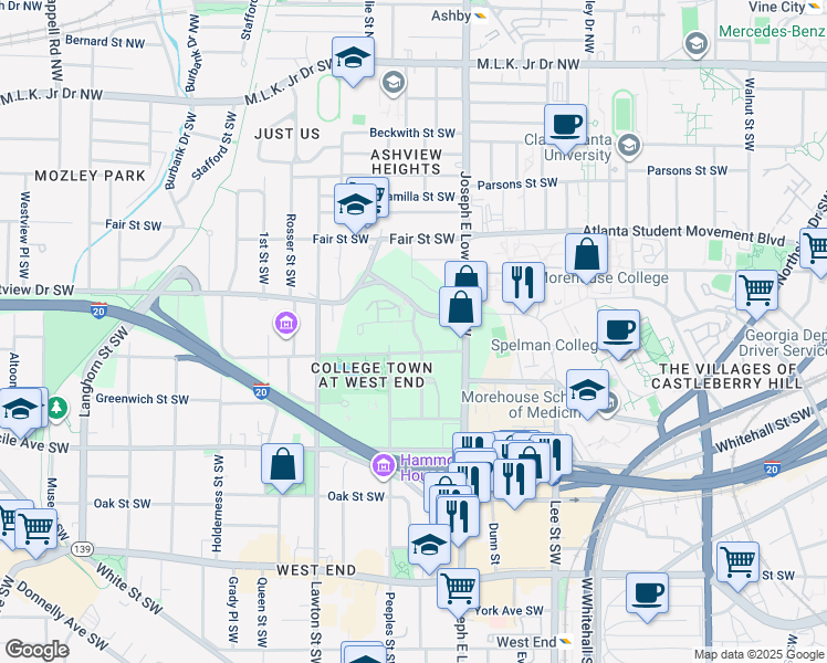 map of restaurants, bars, coffee shops, grocery stores, and more near 335 Abbott Street Southwest in Atlanta