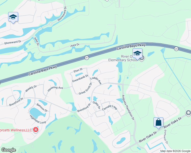 map of restaurants, bars, coffee shops, grocery stores, and more near 372 Esher Court in Myrtle Beach