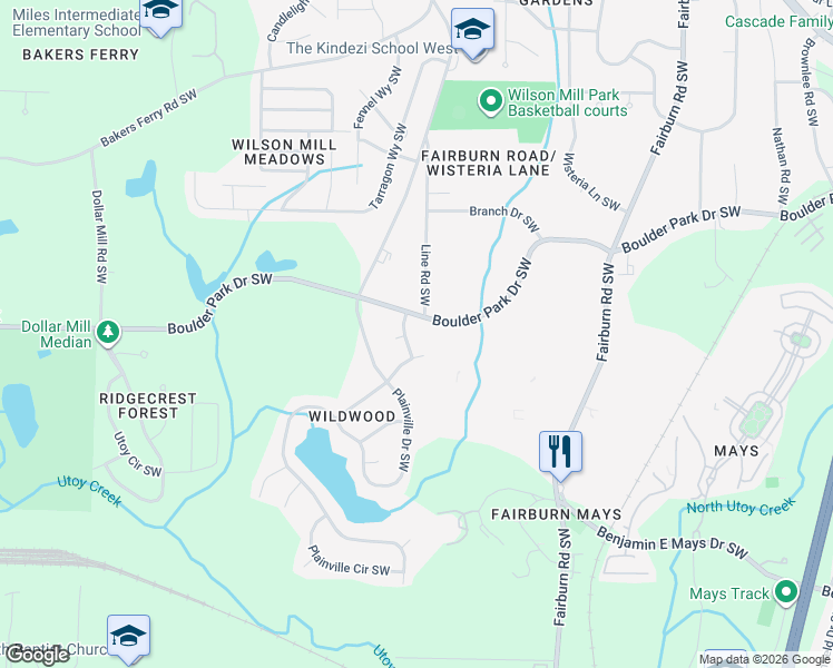 map of restaurants, bars, coffee shops, grocery stores, and more near 320 Flagstone Drive Southwest in Atlanta